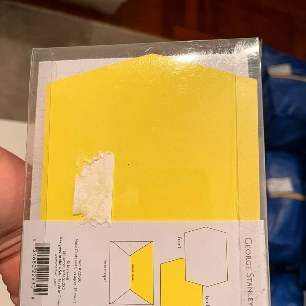 Note Cards -George Stanley Flat Panel Note Cards (Yellow / Snail Mail / 3 Packs)